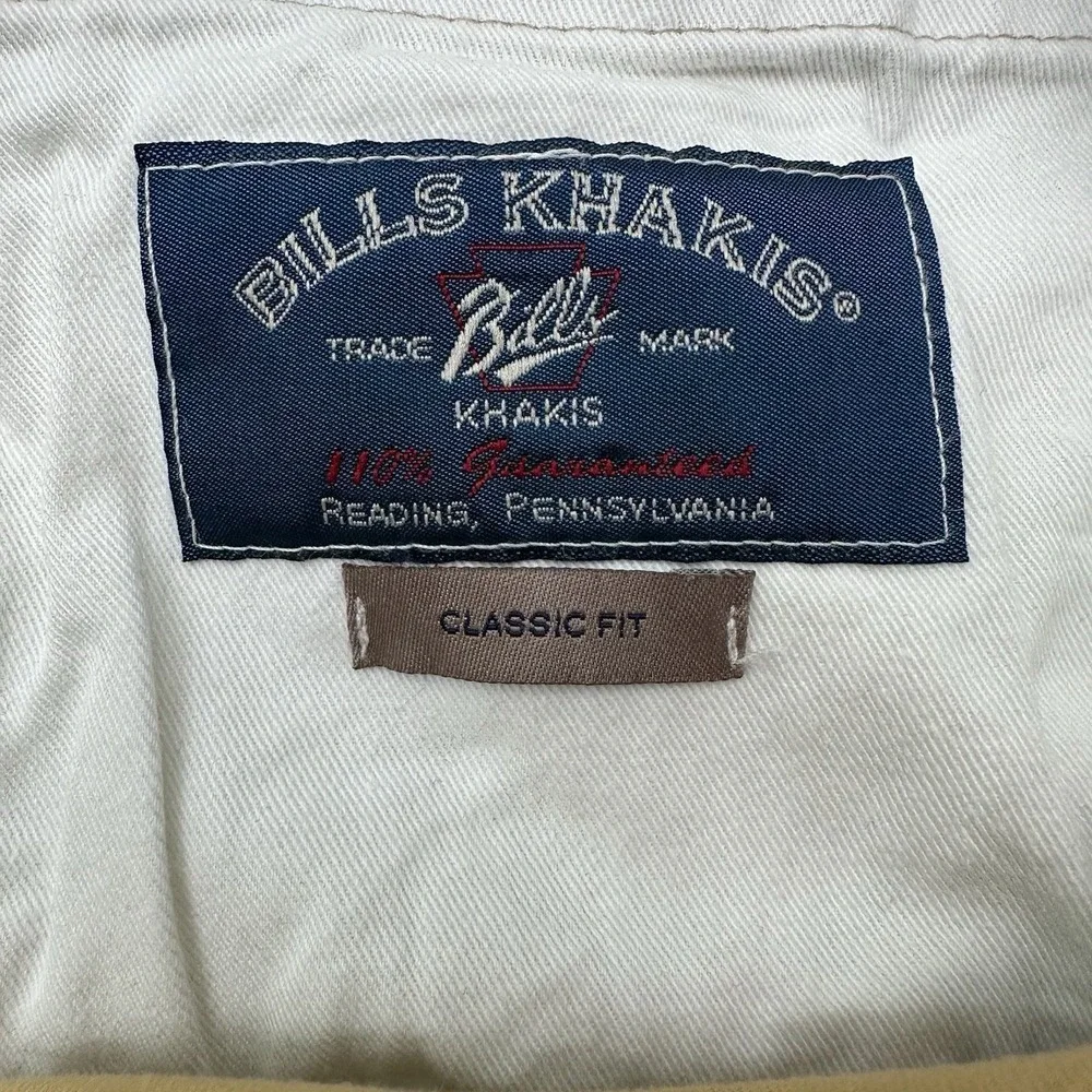 Bills Khakis Classic Fit Chino Pants Mens 42x30 Tan Khaki Made in USA Flat Front